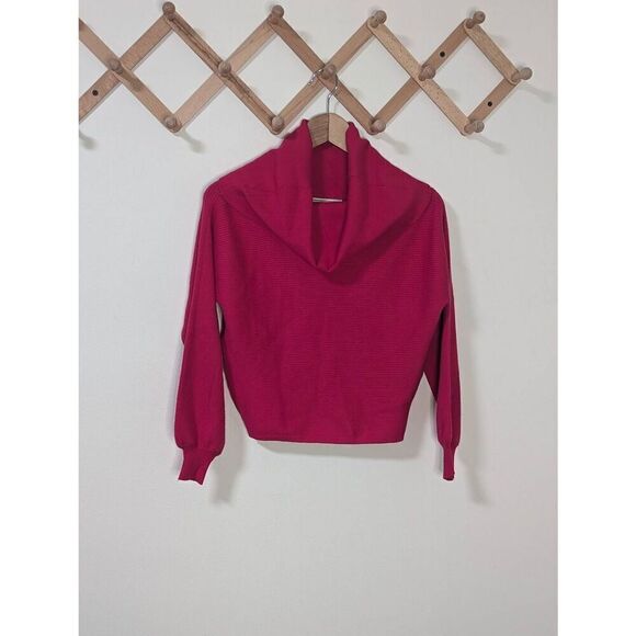 Zara Knit Pink Ribbed Knit Turtle Cowl Neck Sweater - Size Small - Picture 1 of 5